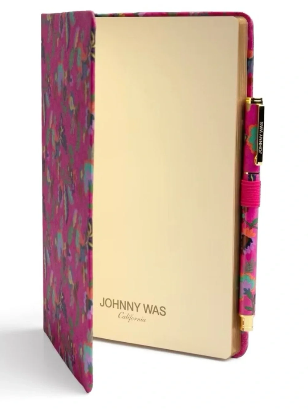 NEW Johnny Was Verney Journal and Pen Set Silk Blend Floral Pink Size 8.5